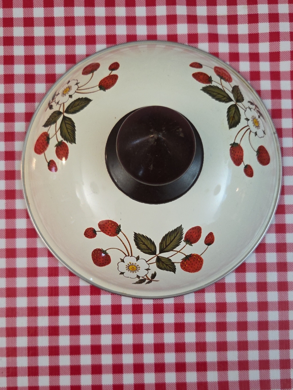 Vintage Strawberry Sheffield Strawberries'n'Cream Enamel  Lid